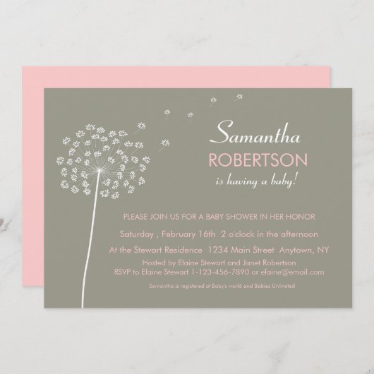 Invitation Souhaits d'invitation Baby shower (Devant / Derrière)