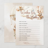 Invitation SOUHAITS POUR Baby shower Jeu mignon Bear Ballons (Devant / Derrière)