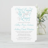 Invitation Soul gris turquoise aime Mariage de coeur (Debout devant)