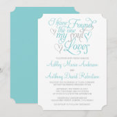 Invitation Soul gris turquoise aime Mariage de coeur (Devant / Derrière)