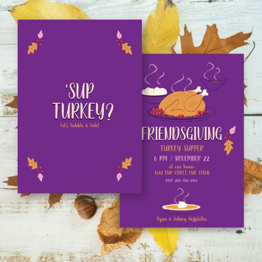 Invitation Souper d'action d'amitié | Purple et or