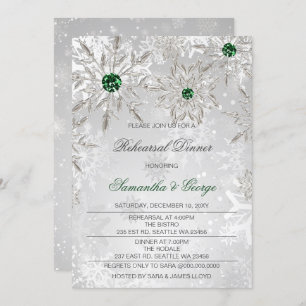 Invitation Souper de répétition hivernale Emerald Green Snowf