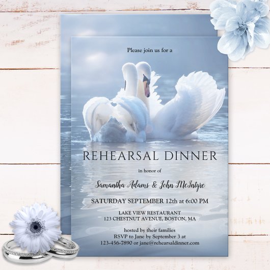 Invitation Souper de répétition Mariage de Swan Lake Invitati
