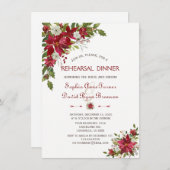 Invitation Souper de répétition Rouge Blanc Poinsettia (Devant / Derrière)