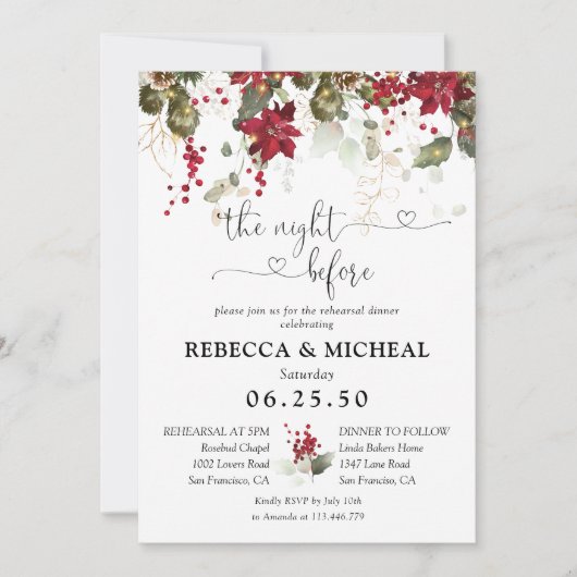 Invitation Souper de répétition rouge de Noël (Devant)