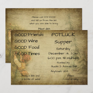 Invitation Souper Party de Noël à potluck