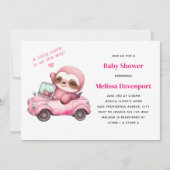 Invitation Sourire rose Sloth dans un Baby shower convertible (Devant)