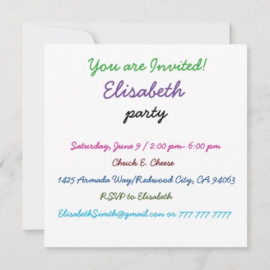 Invitation Souris (Dos)