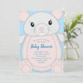 Invitation Souris Baby shower bleu (Debout devant)