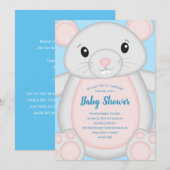 Invitation Souris Baby shower bleu (Devant / Derrière)
