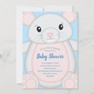 Invitation Souris Baby shower bleu
