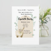 Invitation Souris Baby shower mignonne et Pram (Debout devant)