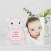 Invitation Souris Baby shower rose (Debout devant)