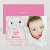 Invitation Souris Baby shower rose (Devant / Derrière)