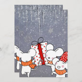 Invitation Souris blanches heureuses (Devant / Derrière)