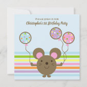 Invitation Souris Bleue 1ère fête d'anniversaire (Devant)