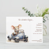 Invitation Souris d'aquarelle mignonne dans Blue Kid's Birthd (Debout devant)