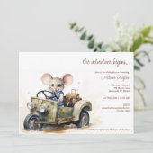 Invitation Souris d'aquarelle mignonne en Baby shower de voit (Debout devant)