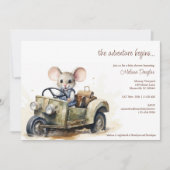 Invitation Souris d'aquarelle mignonne en Baby shower de voit (Devant)