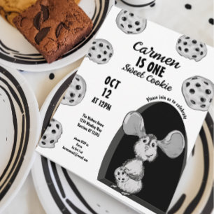 Invitation Souris de biscuits premier anniversaire