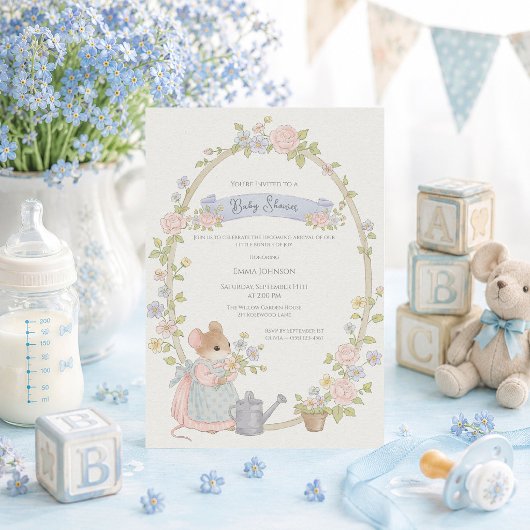 Invitation Souris de Fête de Bébé Fantaisiste