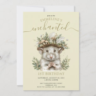 Invitation Souris de la forêt enchantée 1er anniversaire