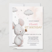 Invitation Souris mignonne adorable rayé Anniversaire (Devant)