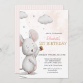 Invitation Souris mignonne adorable rayé Anniversaire (Devant / Derrière)