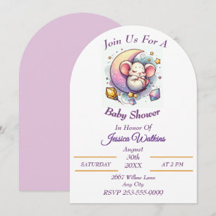 Invitation Souris mignonne dormant sur un Baby shower à demi-