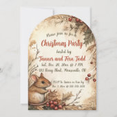 Invitation Souris Modifiable Et Fête De Noël Berries (Devant)