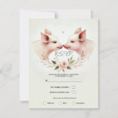 Invitation Souris rose à museau floral rustique RSVP (Devant)