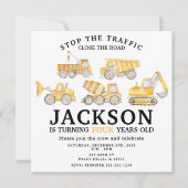 Invitation Sous chantier de construction camions garçon d'ann (Devant)