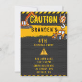 Invitation Sous construction Camions de prudence Anniversaire (Devant)