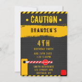 Invitation Sous construction Camions de prudence Anniversaire (Devant)