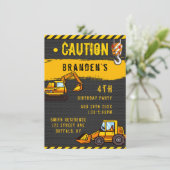 Invitation Sous Construction Camions de prudence Anniversaire (Debout devant)