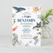 Invitation Sous la baleine marine fête d'anniversaire (Debout devant)