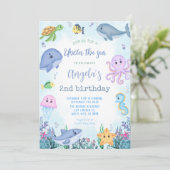 Invitation Sous la fête d'anniversaire de la mer (Debout devant)