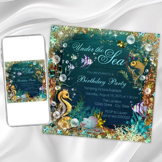 Invitation Sous la fête d'anniversaire de la mer