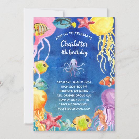 Invitation Sous la fête d'anniversaire de la mer (Devant)