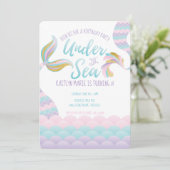 Invitation Sous la fête d'anniversaire de la sirène de mer (Debout devant)
