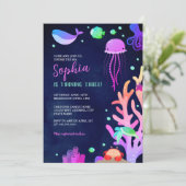 Invitation Sous la fête d'anniversaire des filles de la mer (Debout devant)