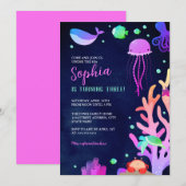 Invitation Sous la fête d'anniversaire des filles de la mer (Devant / Derrière)