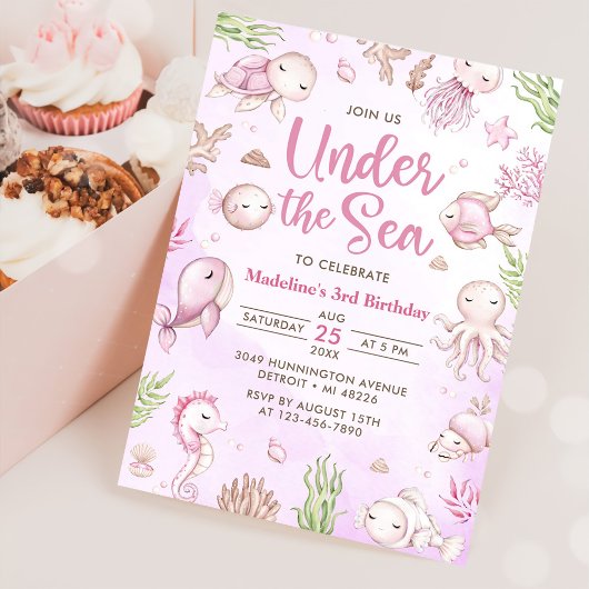 Invitation Sous La Fête D'Anniversaire Des Filles De La Mer