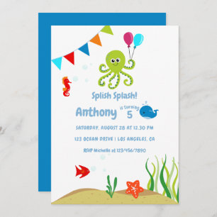 Invitation Sous la fête d'anniversaire du Sea Boy