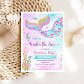 Invitation Sous la Fête de la sirène d'anniversaire de la mer