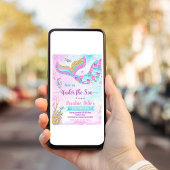 Invitation Sous la Fête de la sirène d'anniversaire de la mer