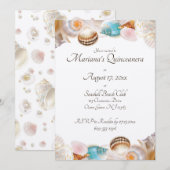 Invitation Sous la frontière Sea Quinceanera Party Seashells (Devant / Derrière)