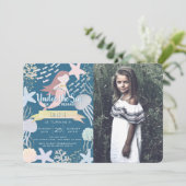 Invitation Sous la marine de la Sirène Photo Anniversaire (Debout devant)