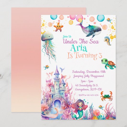 Invitation Sous la mer (Devant / Derrière)