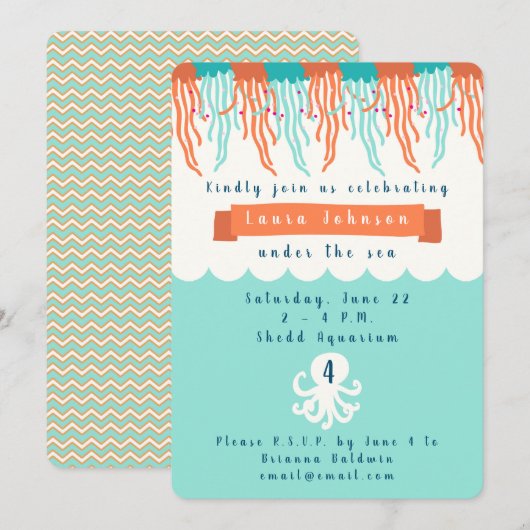 Invitation Sous la mer (Devant / Derrière)